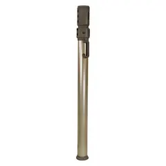 This beige plastic protective tube case from PLANO MOLDING measures 106 inches in overall length and 4 1/4 inches in overall width. It features a lockable closure for secure storage and transport of long, slender items such as fishing rods, blueprints, or tools. The case has no wheels.