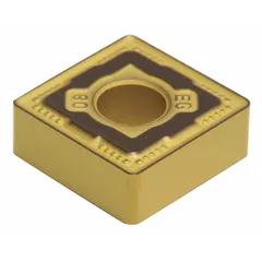 Square (S) indexable turning insert for general-purpose turning, facing, and profiling operations on metal workpieces. Suitable for use in CNC lathes and manual machining centers. Manufacturer part number: SNMG433EEG-AC6040M.