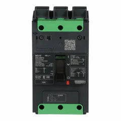 Molded Case Circuit Breaker: 15 A Amps, 100kA at 240V AC, Fixed, Everlink Lug Both Ends, ABC, BGL (MPN BGL36015). Key specifications — Terminal Connection: Everlink Lug Both Ends; Phase Connection: ABC; Max. AIR Rating: 100kA at 240V AC; Instantaneous Trip: Fixed; Series: BGL.