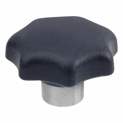 JW WINCO Plastic Hand Knobs with Stainless Steel Hub: 7 Point, Plastic w/ SS Thread - 7-Arm Knobs with Threaded Hole