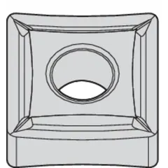 Square indexable turning insert for metal-cutting operations on lathes. Suitable for roughing and finishing applications in general machining. Features repeatable indexing and consistent edge geometry.
