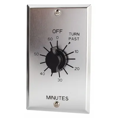 TORK Spring-Wound Timer: 1 hr Max, 5 min Min, SPDT, 125V AC, Wall Plate Included - Spring-Wound Mechanical Timers with Wall Plates