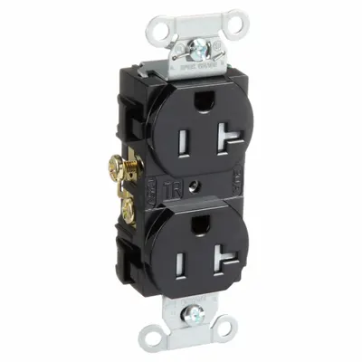 BRYANT Receptacle: Duplex, 5-20, Black, 125V AC, 20 A, 2 Pole / 3 Wire (MPN CRS20BLKTR) - General Purpose Receptacles