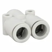 SMC Push-Fit Wye Fitting: 10 mm OD x 10 mm OD x 10 mm OD Size, Polybutylene Terephthalate, White (MPN KQ2U10-00A)