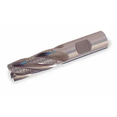 This general purpose roughing end mill is made of cobalt steel with a TiAlN coating for heat resistance and wear life. It features a fine pitch, 4 flutes, a 3/4" mill diameter, and a 1-5/8" length of cut. Suitable for aggressive material removal in machining operations on ferrous metals, stainless steel, and high-temperature alloys.