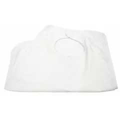 This cotton bib is designed for personal protection and cleanliness in hospitality, healthcare, and industrial settings. It measures 18 inches in length and 30 inches in width, providing ample coverage for the user.