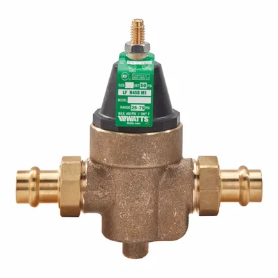 WATTS REGULATOR Water Pressure Reducing Valve: Press x Press, 3/4 in Pipe Size - Standard Capacity Water Pressure Regulators