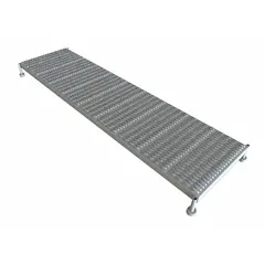 This steel single-step platform features an adjustable height up to 14 inches and a 24-inch wide standing surface. The gray finish provides a slip-resistant work area for tasks such as maintenance, assembly, and order picking in industrial and commercial environments.
