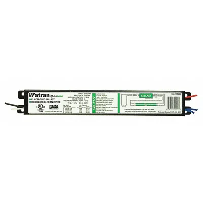 WATRAN Fluorescent Ballast: 120 to 277V AC, 1/2 Lamps Supported - Instant Start Electronic Fluorescent Ballasts