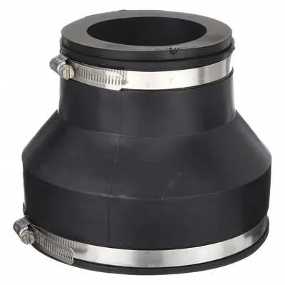 FERNCO Flexible Pipe Straight: PVC, For 4 in_6 in Pipe, Copper/Iron/PVC/Steel - Flexible Transition Pipe Fittings