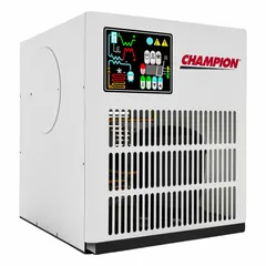 Non-cycling refrigerated compressed air dryer rated for 50 cfm with a 50°F pressure dew point. Operates on 115V AC power at 0.52 kW and connects via 1/2 in NPT. Removes moisture from compressed air systems for applications such as pneumatic controls and general plant air.