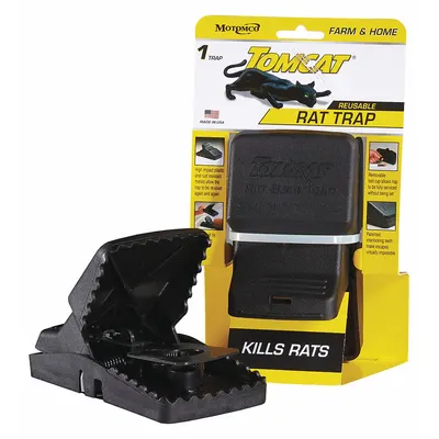 TOMCAT Rat Trap: Snap Trap, 8 3/4 in Overall Ht, 5 1/4 in Overall Wd, Plastic - Rodent Traps
