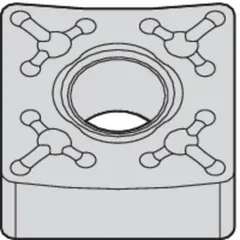 Square indexable turning insert with four cutting edges for general-purpose metal-cutting operations. Suitable for turning steel, stainless steel, and cast iron in industrial manufacturing. Manufacturer part number 5696556.