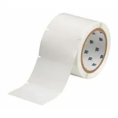 Thermal transfer precut label roll with 2 in label height, 3 in label width, and 2 in roll length. Made of autoclavable polyester with a clear gloss finish. Compatible with THT-series printers. Suitable for labeling applications requiring sterilization resistance.