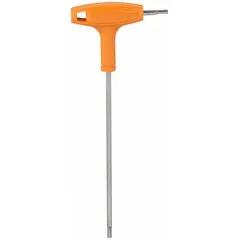 This stainless steel hex key features a 1/8 in SAE tip size and a 5 in long arm for extended reach. The satin finish provides a corrosion-resistant surface suitable for environments where standard tools may rust. It is commonly used for tightening or loosening hex socket screws in industrial maintenance, assembly, and repair tasks.