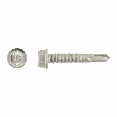 TEKS Self-Drilling Screw: #12 Size, 1 1/4 in Lg, Steel, Climaseal, Hex Washer - Metal-to-Metal-Joining Self-Drilling Screws