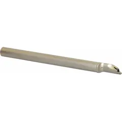 This indexable boring bar features a positive rake geometry and left-hand orientation, designed for internal turning operations such as enlarging or finishing pre-existing holes. The tool accepts replaceable inserts for efficient cutting in metalworking applications.