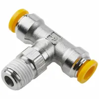 PARKER Push-Fit Tee Fitting: 8 mm OD x 8 mm OD x 3/8 in Pipe Size, Brass, 24 3/16 mm Overall Lg (MPN W172PLP-8M-6R)