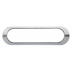 Silver plastic bezel for vehicle light mounts and brackets. Measures 5-7/8 inches long, 1-1/2 inches high, and 29/32 inches wide. Compatible with MAXXIMA model numbers 49CT78, 49CT80, and 49CT82. Provides a finished trim appearance and protects the light housing.