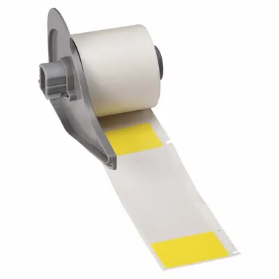 BRADY Wraparound Label: 4 in x 1 1/2 in, 1 1/2 in, Vinyl, Yellow (Matte) - Brady Precut Label Rolls