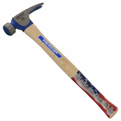VAUGHAN Claw Hammer: Steel, Plain Grip, Wood Handle, 19 oz Head Wt, 16 in Overall Lg - Steel Straight-Claw Hammers
