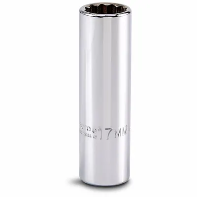 PROTO Socket: SAE, 3/8 in Drive Size, 13/16 in Socket Size, 12-Point, Deep, Chrome - 3/8" Drive Hand Sockets
