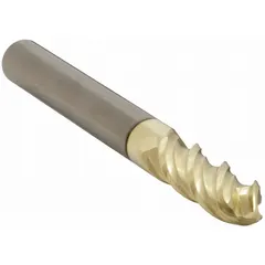 Carbide ball end mill with ZrN coating designed for machining aluminum and non-ferrous materials. Features 3 flutes, 7/16" mill diameter, 1-1/4" length of cut, and 2-3/4" overall length. The ball nose geometry enables 3D contouring, profiling, and slotting operations.