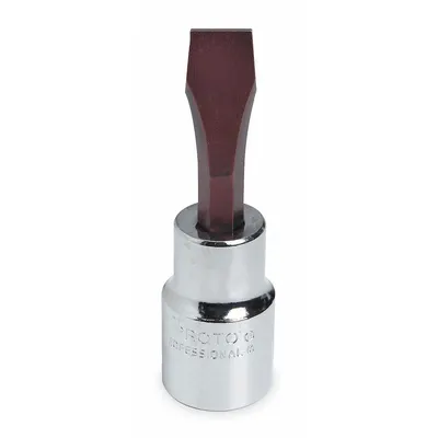 PROTO Socket Bit: 1/2 in Drive Size, Slotted Tip, 5/8 in Tip Size, 3 5/32 in Overall Lg - Slotted Bit Sockets