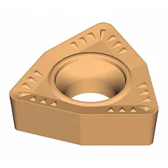 Trigon (W) indexable turning insert for metal-cutting operations. Used in turning and facing on lathes for steel, stainless steel, and cast iron. Size code 040208.