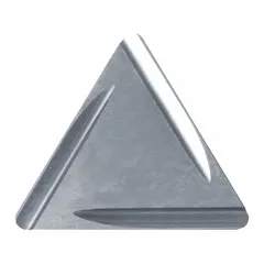 Triangle-shaped indexable turning insert made of cermet material. Designed for finish turning and light profiling operations on steel and stainless steel workpieces in CNC lathes.