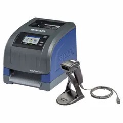 This PC-connected, single-color thermal transfer printer is designed for cable and wire labeling in industrial environments. It includes the Brady Workstation Product and Wire ID Software Suite and a handheld scanner for efficient label creation and asset tracking.