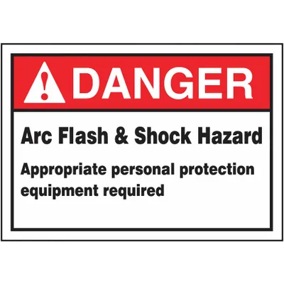 ACCUFORM Arc Flash Label: Vinyl, Adhesive Sign Mounting, 3 1/2 in x 5 in Nominal Sign Size - Danger: Arc Flash & Shock Hazard Appropriate Personal Protection Equipment Required Signs