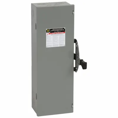 SQUARE D Safety Switch: Non-Fusible, 60 A, Three Phase, 600V AC, Galvanized Steel - Non-Fusible Safety Switches