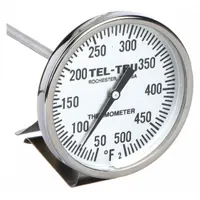 TEL-TRU Laboratory Dial Thermometer: 50°F to 500°F, +/- 1% Accuracy, 8 in Stem Lg, Fahrenheit (MPN LT225R-8/23100864)
