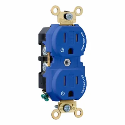 LEVITON Duplex Receptacle/Outlet, 15 Amp: Duplex, 5-15, Blue, 125V AC, 15 A - General Purpose Receptacles