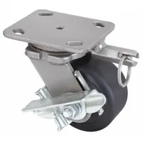 HAMILTON Plate Caster: Swivel, Total Lock, Nylon, 6 in Wheel Dia, 2 in Wheel Wd, Slot, Rectangle (MPN S-WH-6NYB-4SL-FB)
