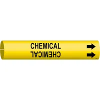 Pipe Marker: Chemical, Yellow, Black, Fits 2 1/2 to 3 7/8 in Pipe O.D., 1 Pipe Markers, With Arrows (MPN 4169-C)