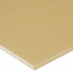 This ABS bar is an opaque beige thermoplastic bar measuring 1.5 in thick by 3 ft long. It has a tensile strength of 6,200 psi and an impact strength of 5.6 ft-lb/in. Commonly used for machining, prototyping, and structural components requiring impact resistance and tensile strength.