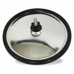 Round convex mirror with 6-inch diameter designed for passenger vehicle side. Provides wide-angle view to reduce blind spots. Non-heated, non-illuminated model.