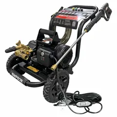 This SIMPSON electric pressure washer operates at 1,500 psi and 2 gpm, powered by a 1 1/2 hp motor with direct pump drive. It runs on 120 V single-phase power and is designed for cold water intake only. Suitable for cleaning equipment, machinery, and surfaces in workshops, factories, and maintenance facilities.