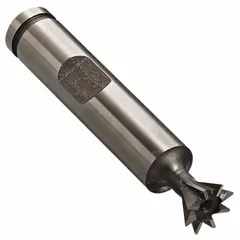 Carbide-tipped dovetail milling cutter with 60° included angle, 3/4" cutting diameter, 1/4" width of cut, and 3 teeth. Designed for milling precise dovetail slots in steel and cast iron, commonly used for machine tool ways, jigs, and fixtures.