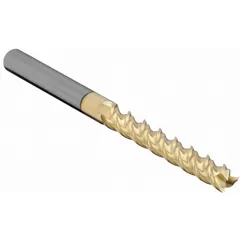 This carbide square end mill features a ZrN coating and three-flute geometry for efficient chip evacuation in aluminum and non-ferrous materials. With a 1/4" mill diameter, 3/4" length of cut, and 2-1/2" overall length, it is suited for high-speed milling, profiling, and slotting operations in industrial manufacturing.