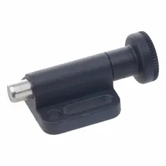 This nonlocking indexing plunger features a pull-knob for manual retraction and a horizontal-mount design. With a 5 mm plunger projection, it is used for precise positioning and locking of moving parts in jigs, fixtures, and adjustable stops in machining and automation equipment.