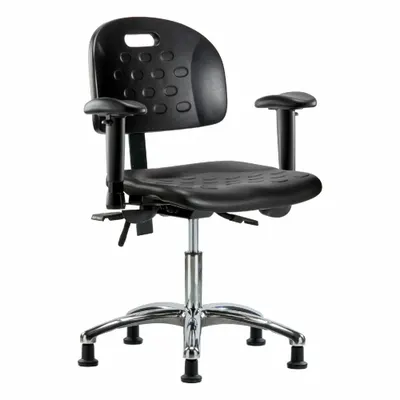 OEM Polyurethane Lab Chair with Arms, Adjustable Height 17 3/4" to 23", Black - Polyurethane Lab Chairs