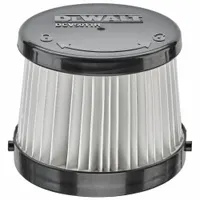 Replacement HEPA wet/dry vacuum filter made of plastic, compatible with DEWALT DCV501HB handheld vacuum. Supports both wet and dry debris pickup in a paper/plastic configuration. Suitable for construction cleanup and workshop maintenance