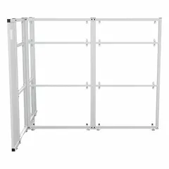 Modular cubicle wall system comprising six clear WorkNest® panels. Overall width 81 1/2 in, overall height 66 in. Panel color and window style are clear. Used to define individual workstations in open-plan office environments.
