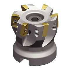 This 250 mm diameter indexable face mill accommodates six inserts and features a 75 mm arbor mounting. Designed for high-feed roughing and finishing on ferrous materials such as steel, stainless steel, and cast iron. Suitable for general machining applications including automotive and heavy equipment.