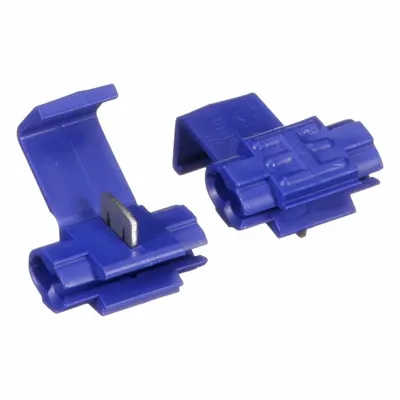 3M Insulation Displacement Connector: 2 Ports, Blue, 18 AWG – 14 AWG Run Size Range - Double-Port Run Tap Wire Connectors
