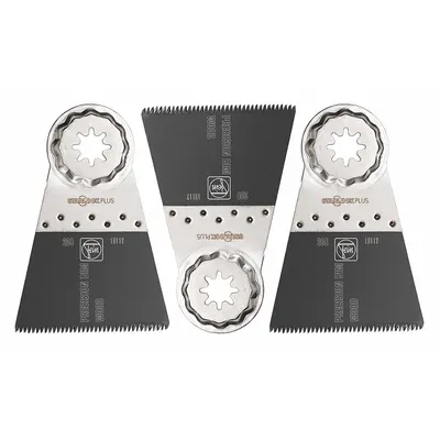 FEIN Oscillating Tool Blade: 2 1/2 in Blade Wd, 3 13/16 in Overall Lg, Precision Cutting - Starlock Plus Mounted Blades