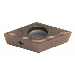 Diamond indexable turning insert for precision turning operations on hard materials. Suitable for applications requiring fine surface finishes and dimensional control in general metalworking.